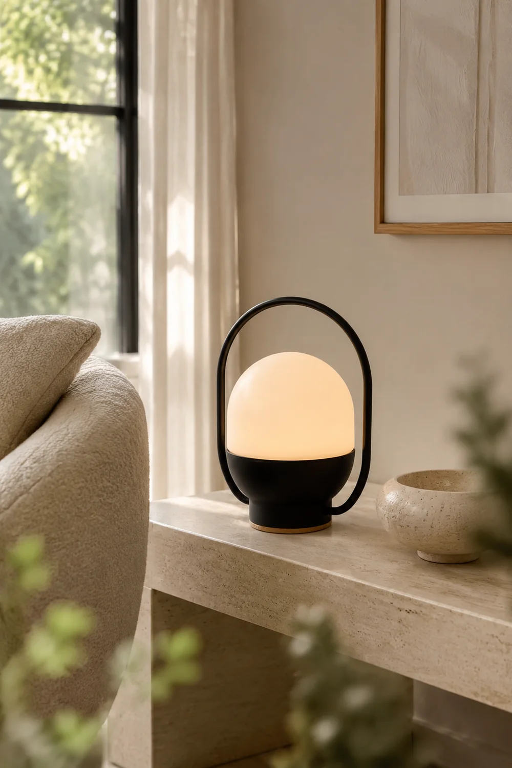 Portable White and Black Indoor / Outdoor Table Lamp - Lumpaz