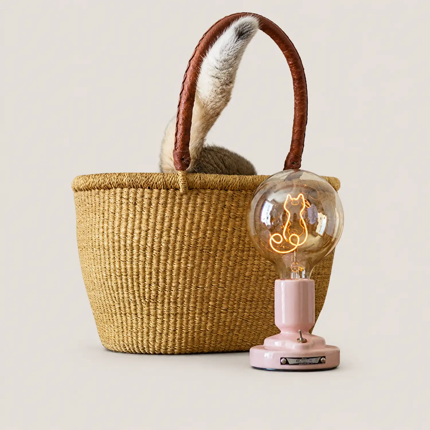 Cute Pink & White Cat Pattern Table Lamp - Lumpaz