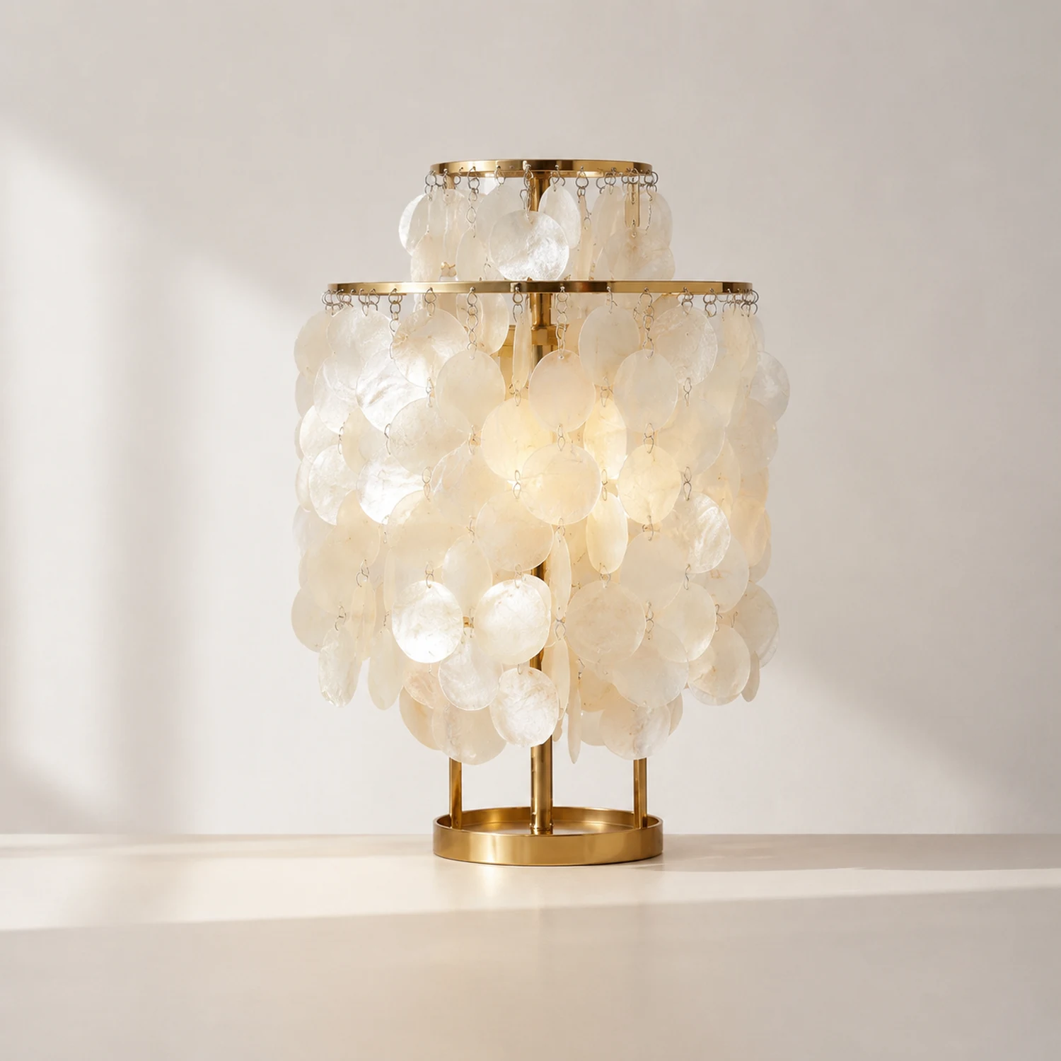 Danish Seashell Pearl Wind Chimes Decorative Table Lamp - Lumpaz