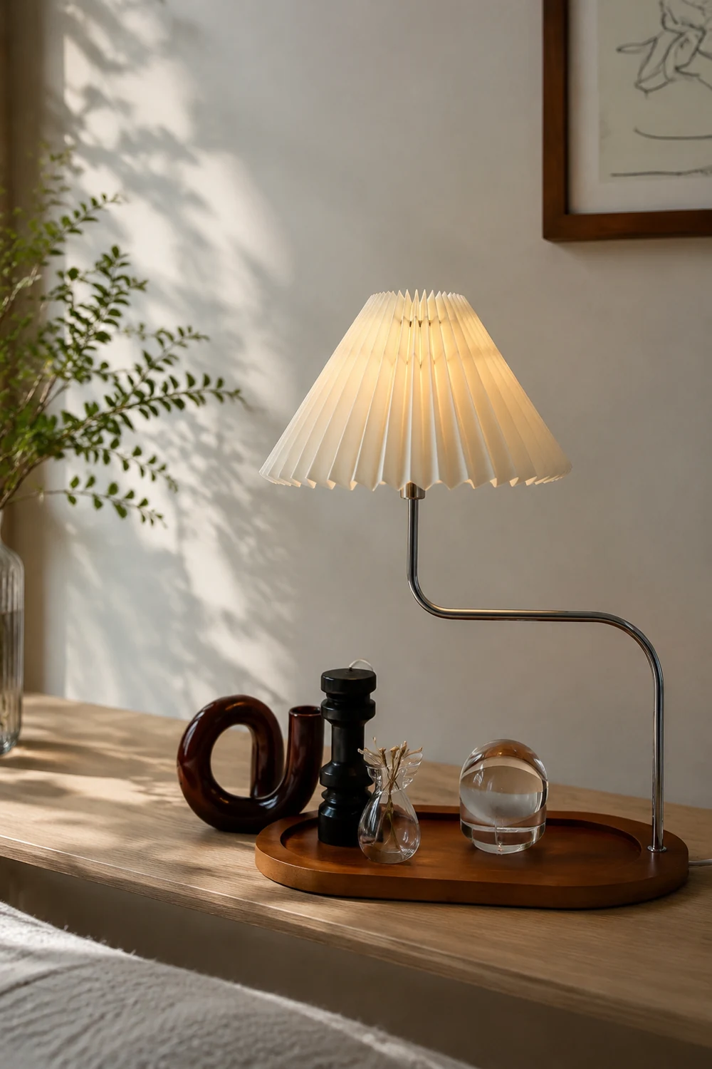 Solid Wood Retro Creative Pleated Table Lamp - Lumpaz