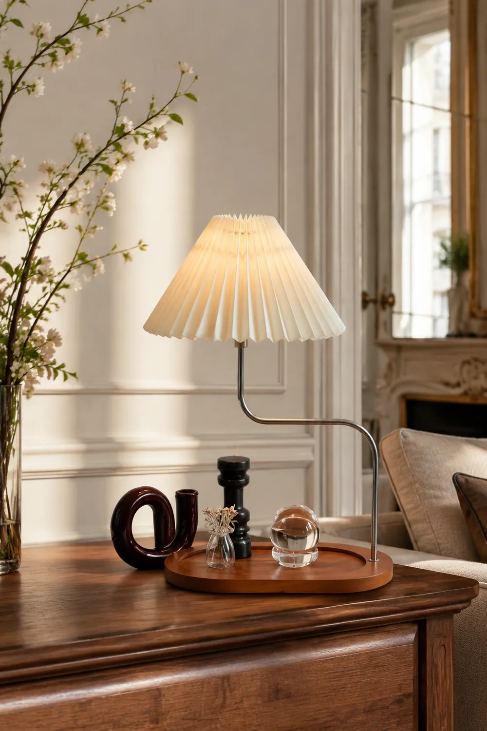 Solid Wood Retro Creative Pleated Table Lamp - Lumpaz