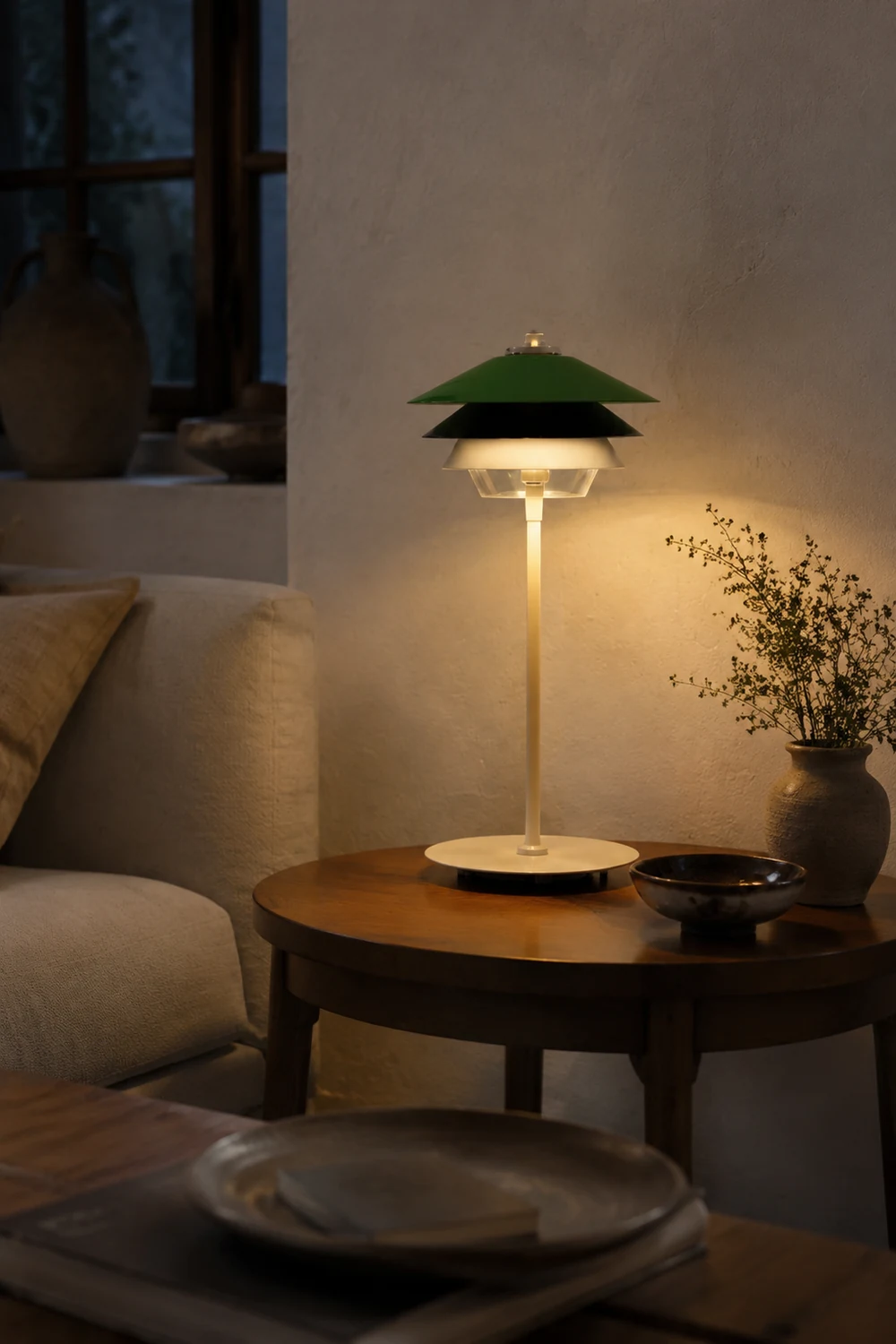 Danish Art Overlay Green Table Lamp - Lumpaz