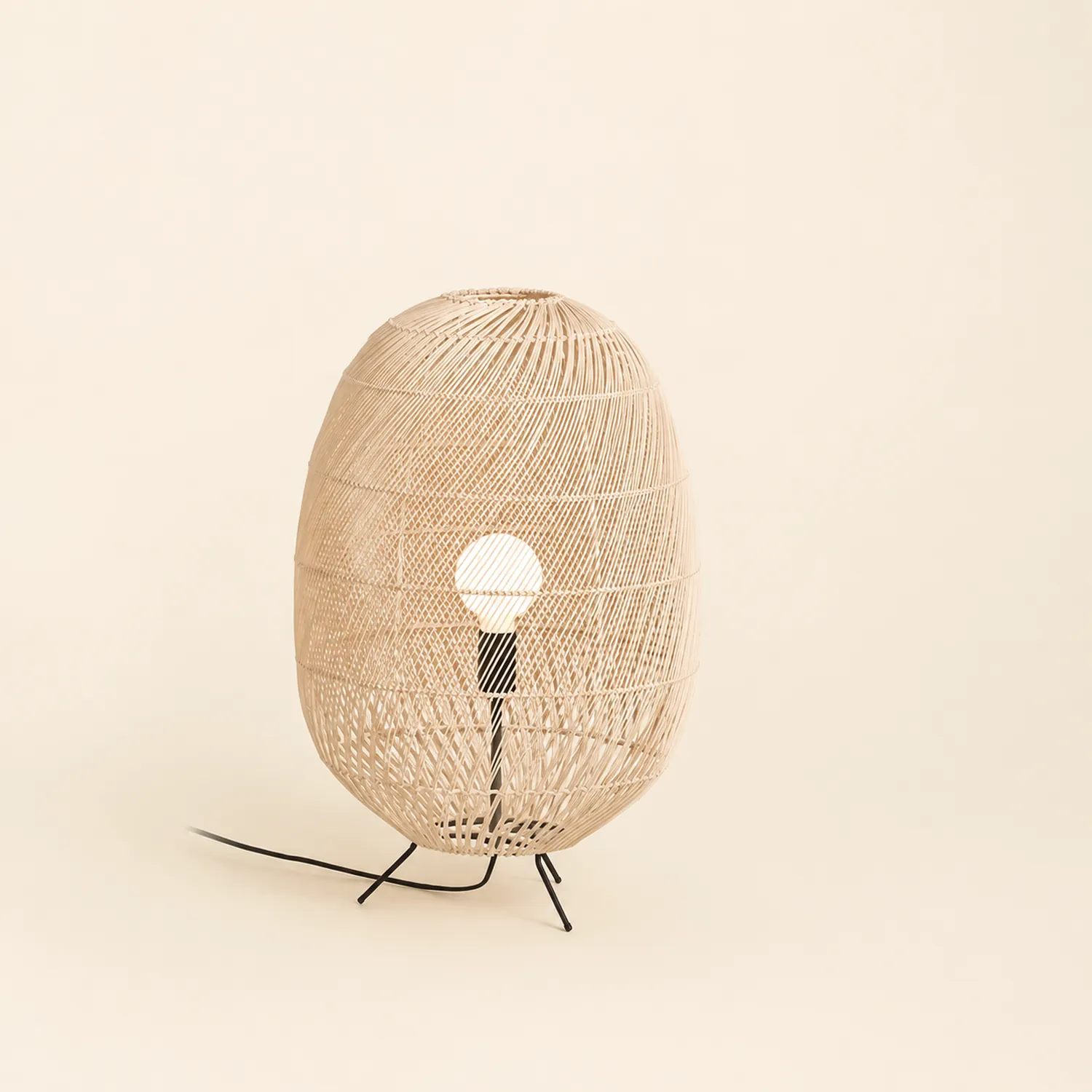 Natural Rattan Midi Floor Lamp for Living Room - Lumpaz