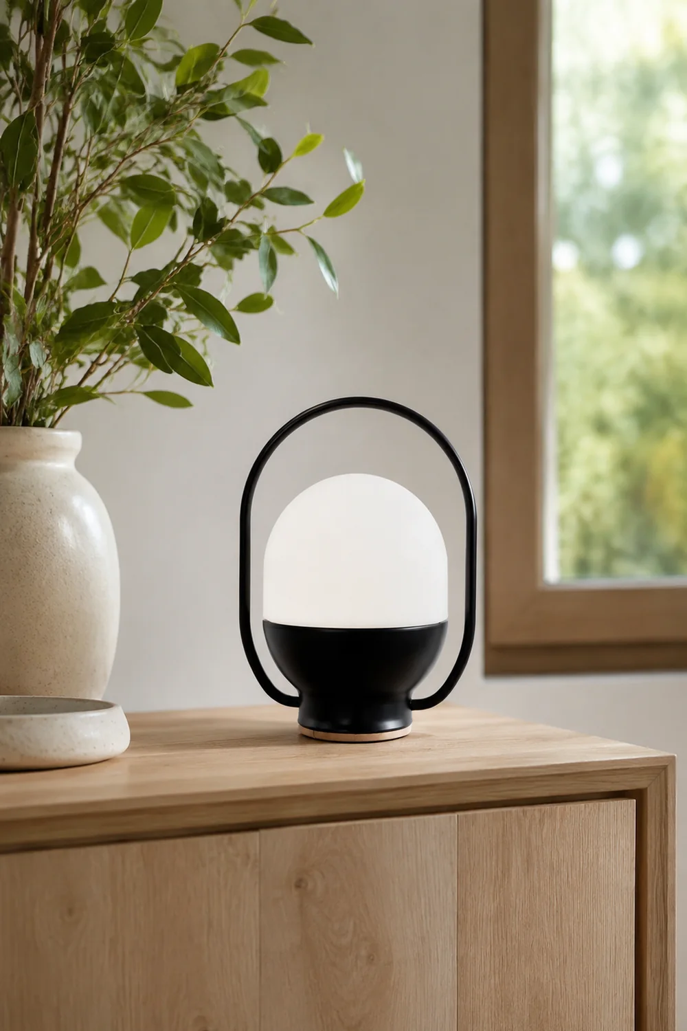 Portable White and Black Indoor / Outdoor Table Lamp - Lumpaz