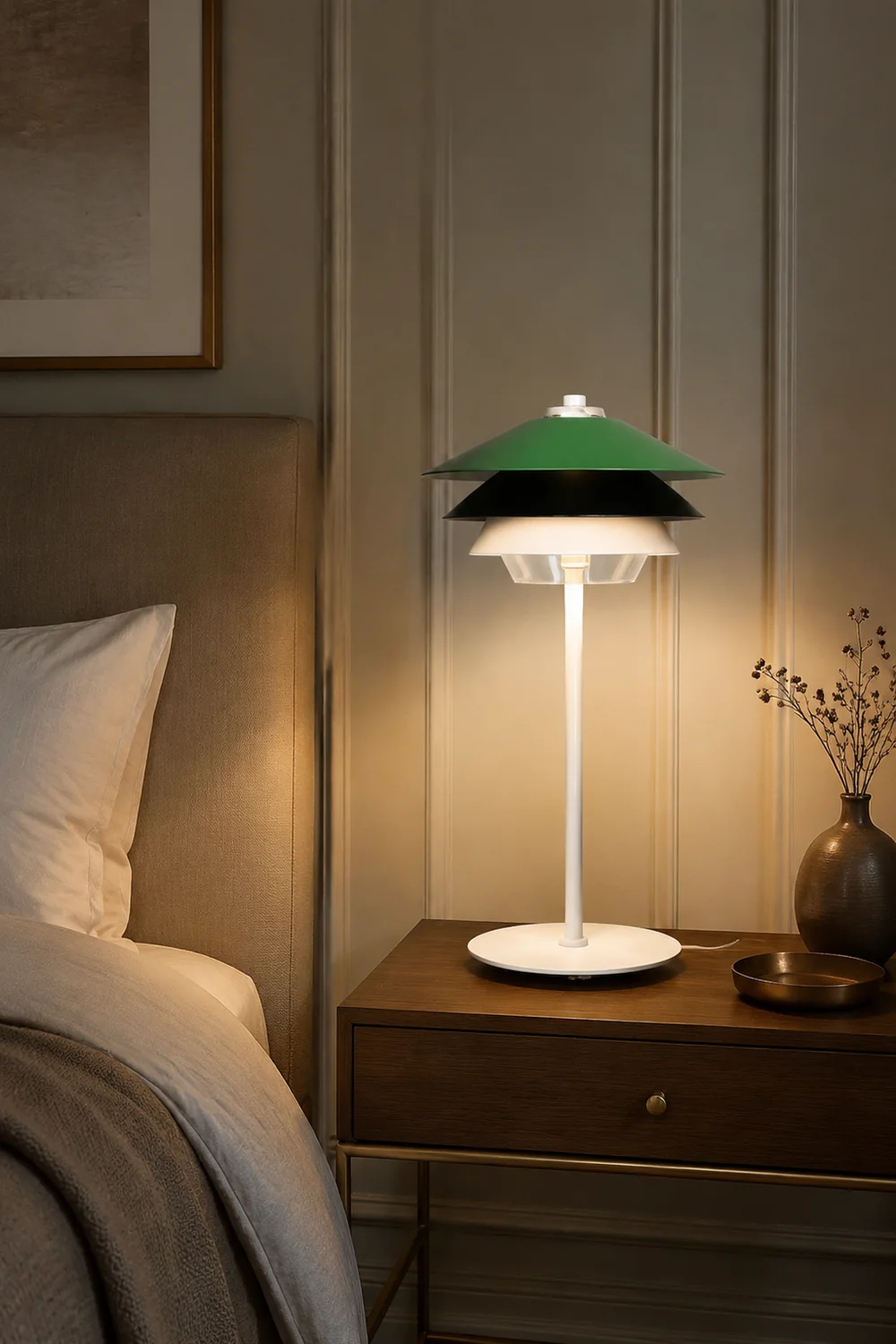 Danish Art Overlay Green Table Lamp - Lumpaz