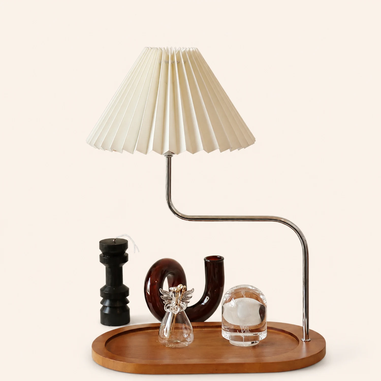 Solid Wood Retro Creative Pleated Table Lamp - Lumpaz