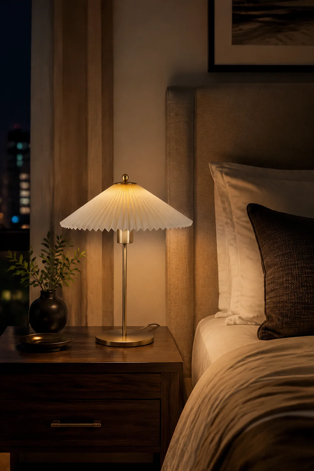 Mid Century Modern Pleated Table Lamp - Lumpaz