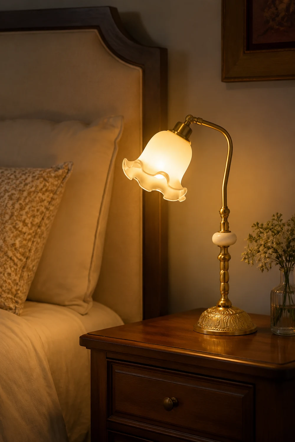 Nouveau Fashion Floral Brass Table Lamp - Lumpaz