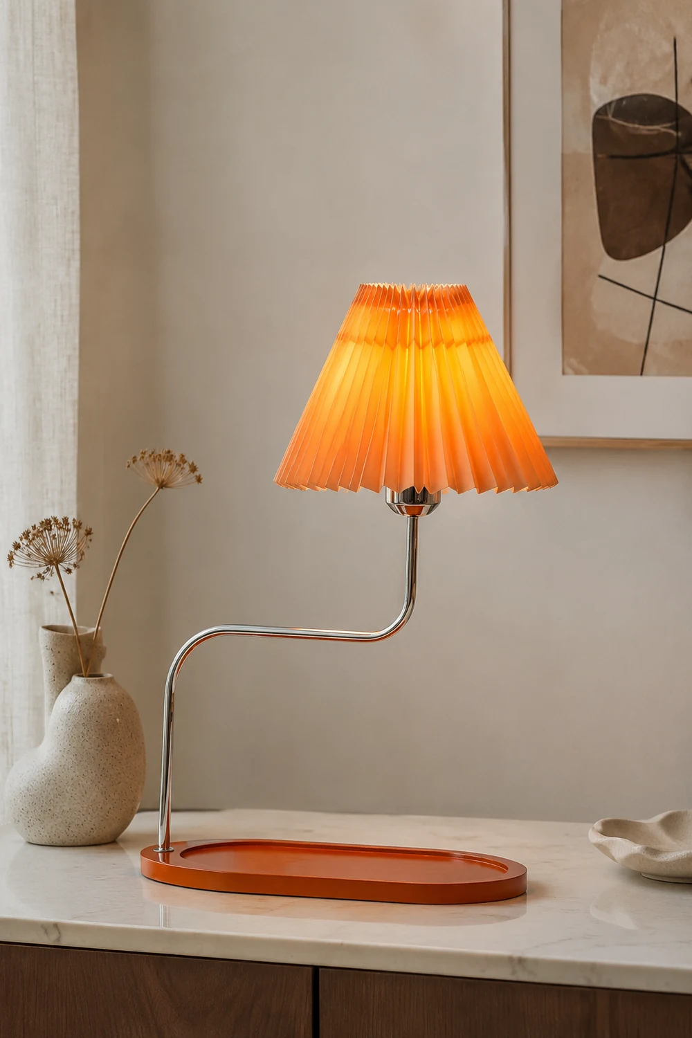 Solid Wood Retro Style Umbrella Shaped Table Lamp - Lumpaz