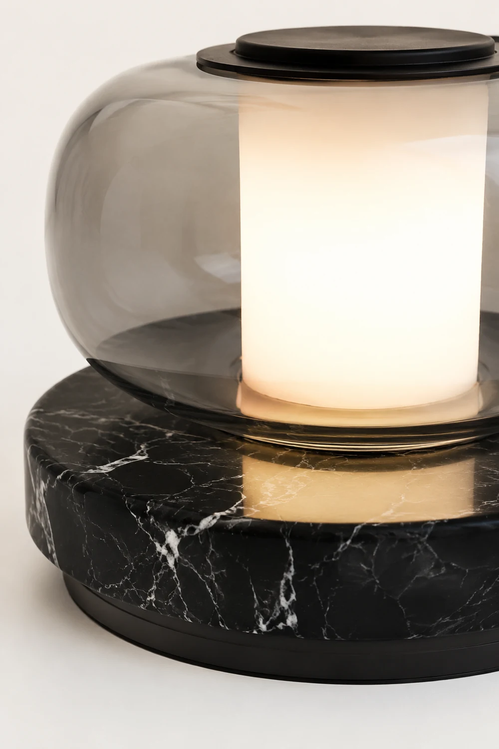 Glass & Marble Table Lamp Bedroom Beside - Lumpaz
