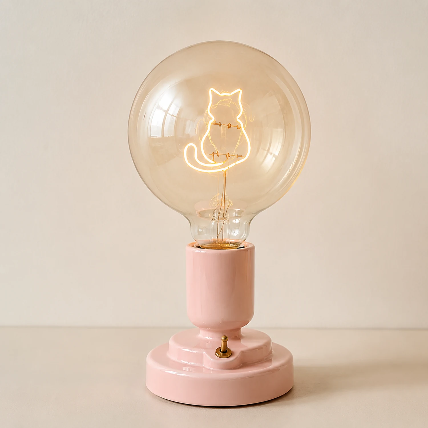 Cute Pink & White Cat Pattern Table Lamp - Lumpaz