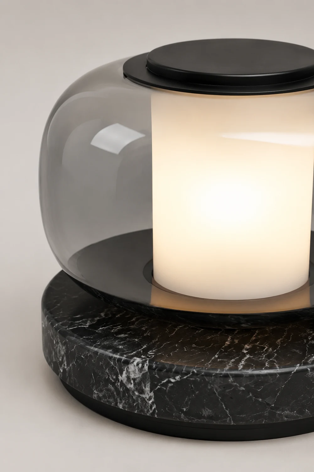 Glass & Marble Table Lamp Bedroom Beside - Lumpaz