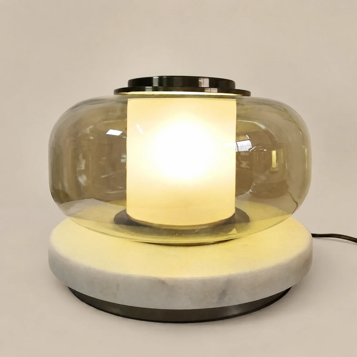Glass & Marble Table Lamp Bedroom Beside - Lumpaz