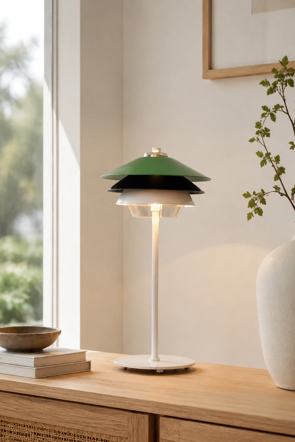 Danish Art Overlay Green Table Lamp - Lumpaz