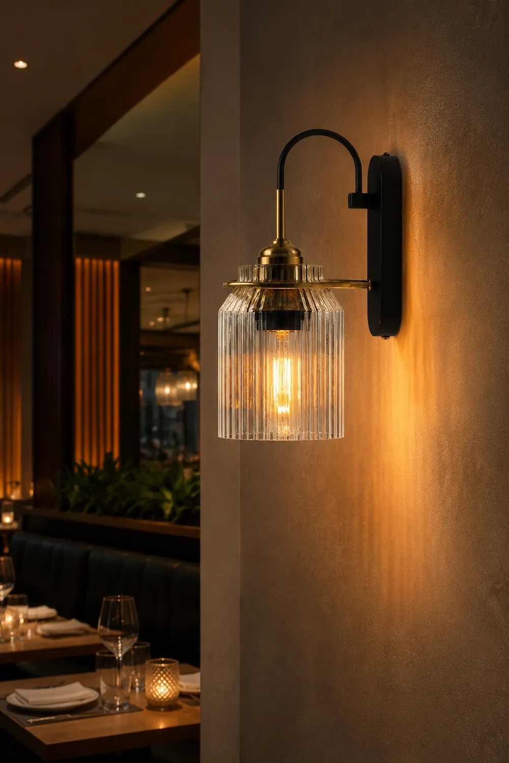 Industria Glass Shade Funnel Wall Lamps - Lumpaz