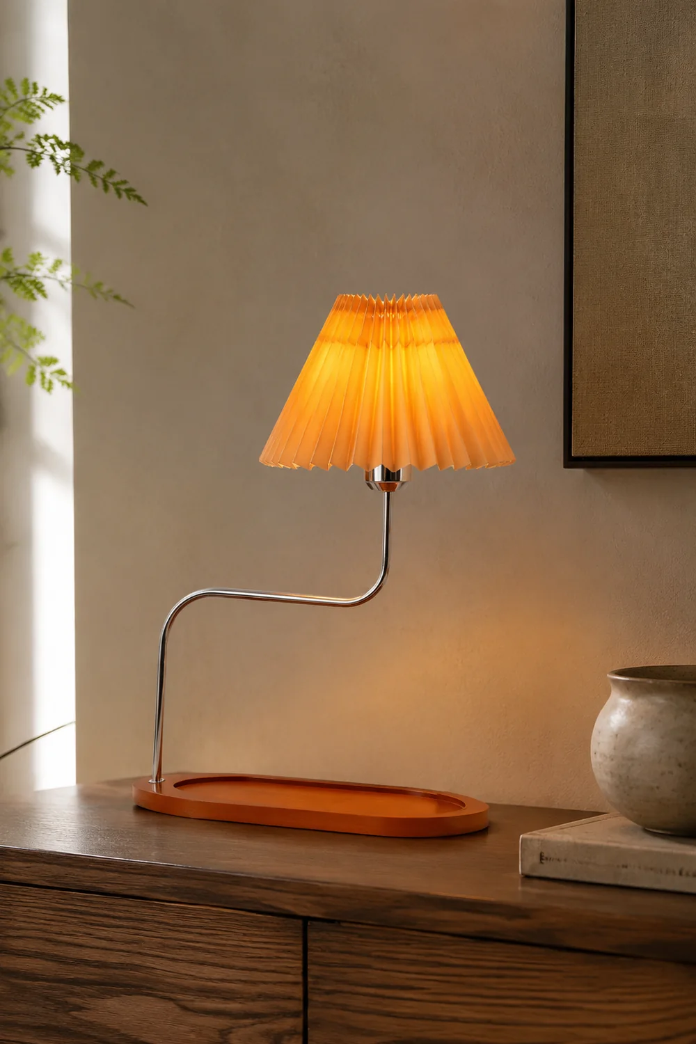 Solid Wood Retro Style Umbrella Shaped Table Lamp - Lumpaz