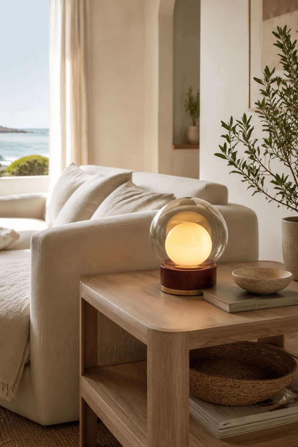 Modern Rigel Round Glass Table Light - Lumpaz