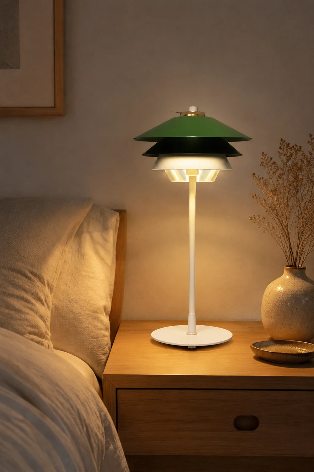 Danish Art Overlay Green Table Lamp - Lumpaz