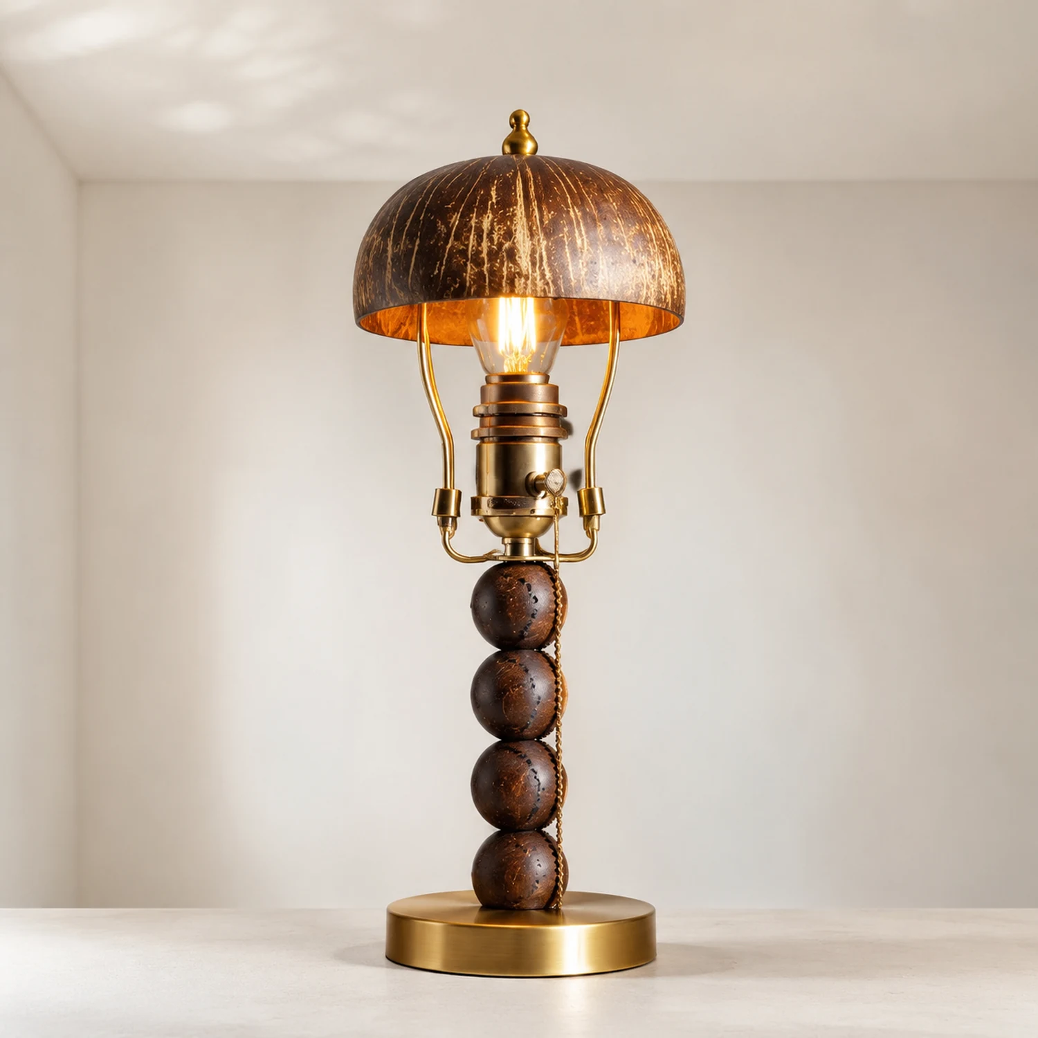 Retro Coconut Shell Decor Table Lamp - Lumpaz