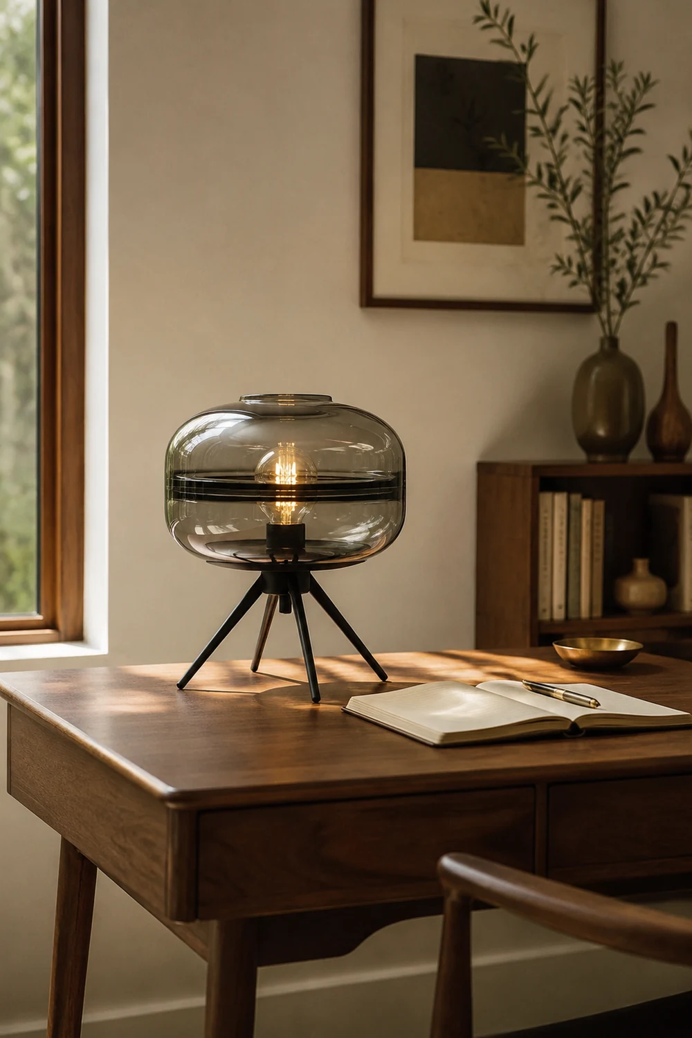 Modern Designer Glass Shade Table Lamp - Lumpaz