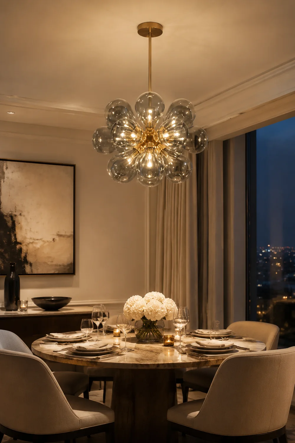 Design Bubble Glass Globe Sputnik Chandelier for Dining Room - Lumpaz