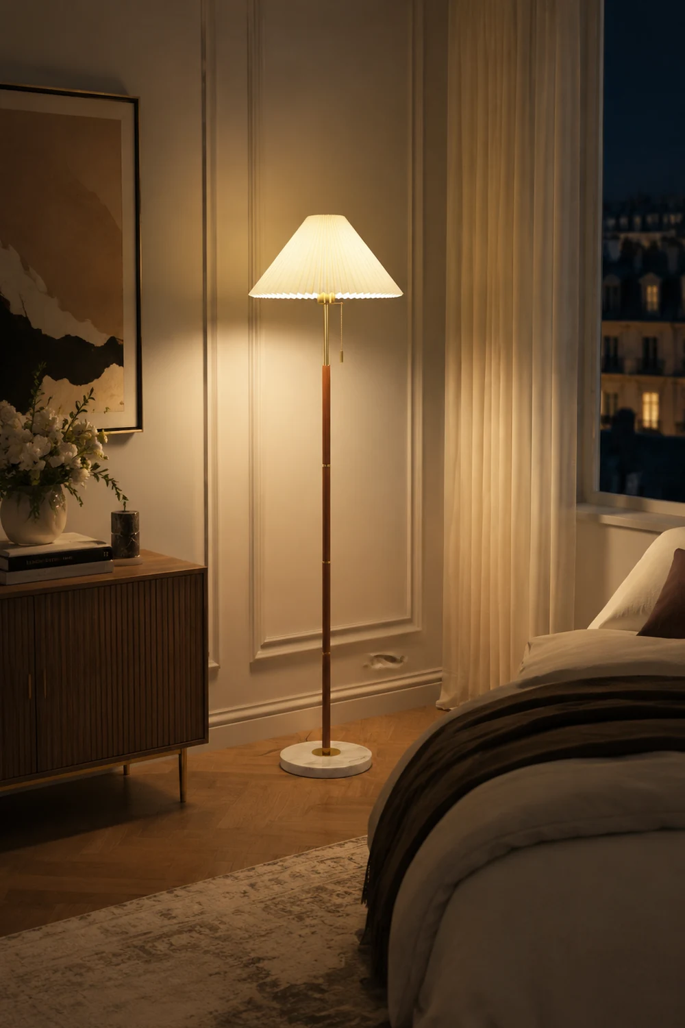 Vintage Pleated Metal Standing Lamp - Lumpaz