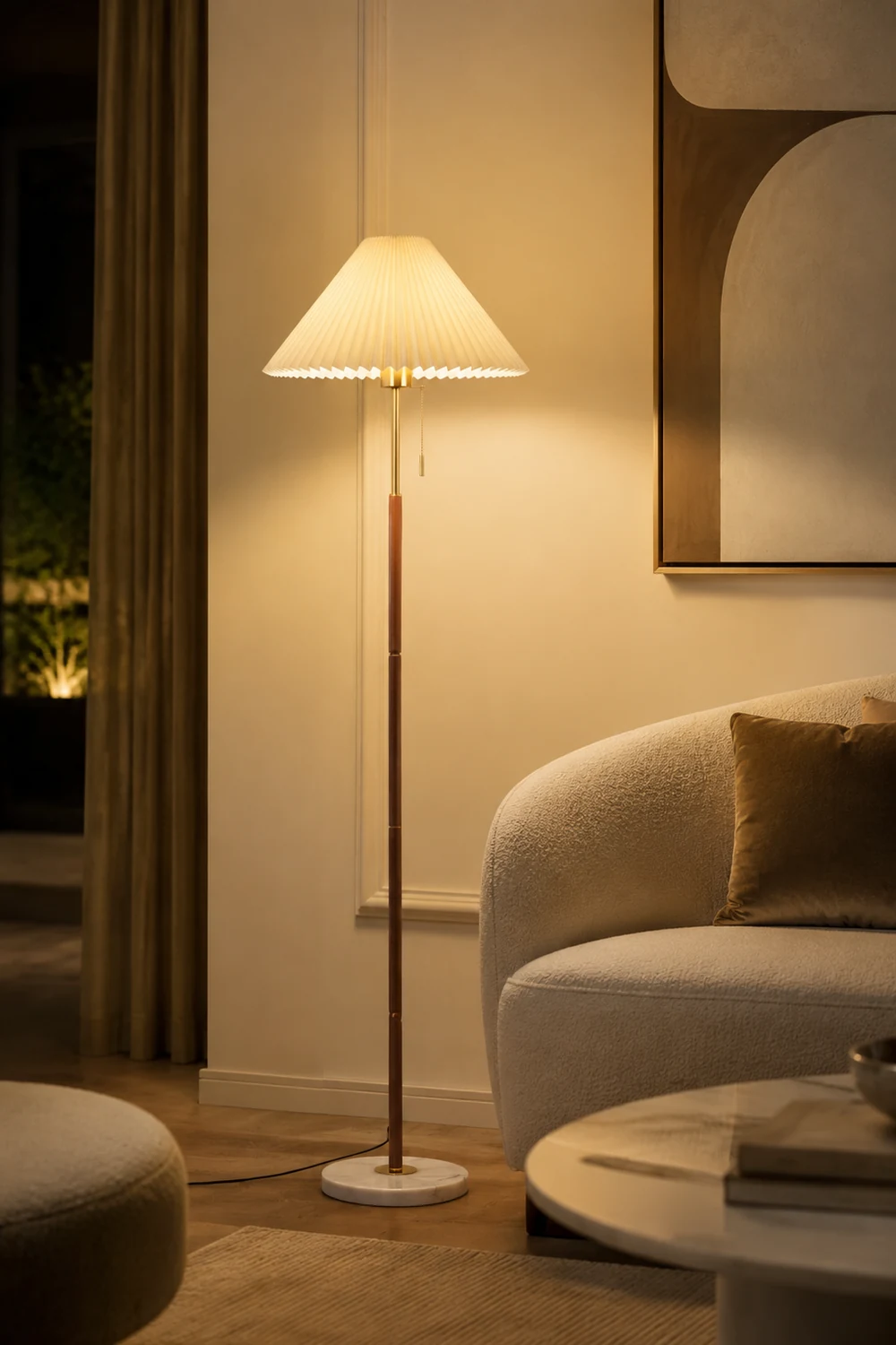Vintage Pleated Metal Standing Lamp - Lumpaz