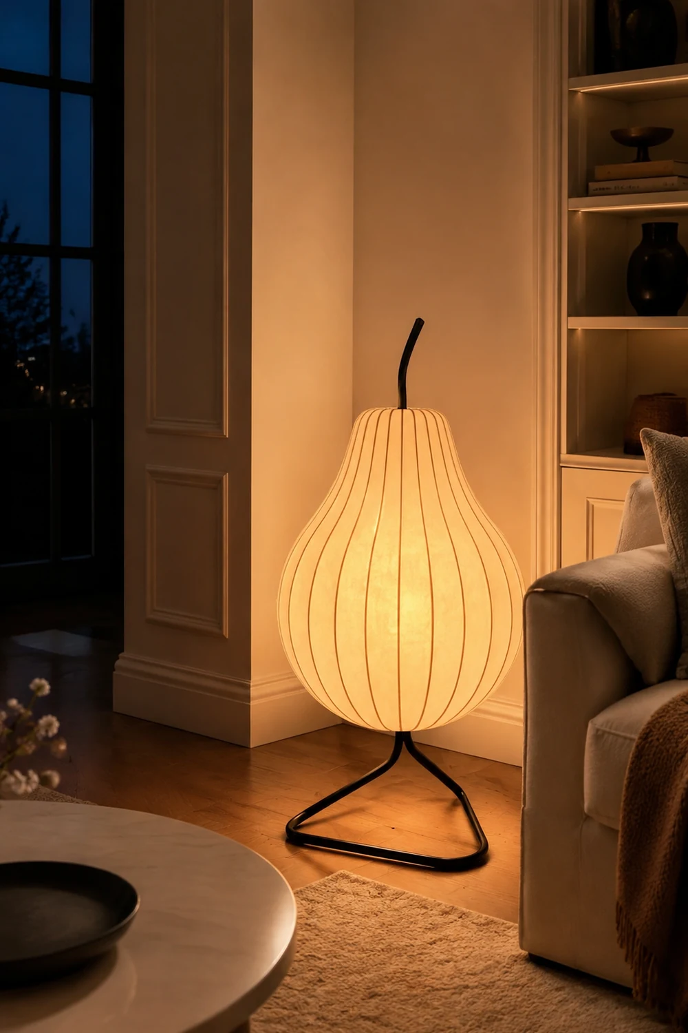 Pear Silk Floor Lamp For Living Room - Lumpaz