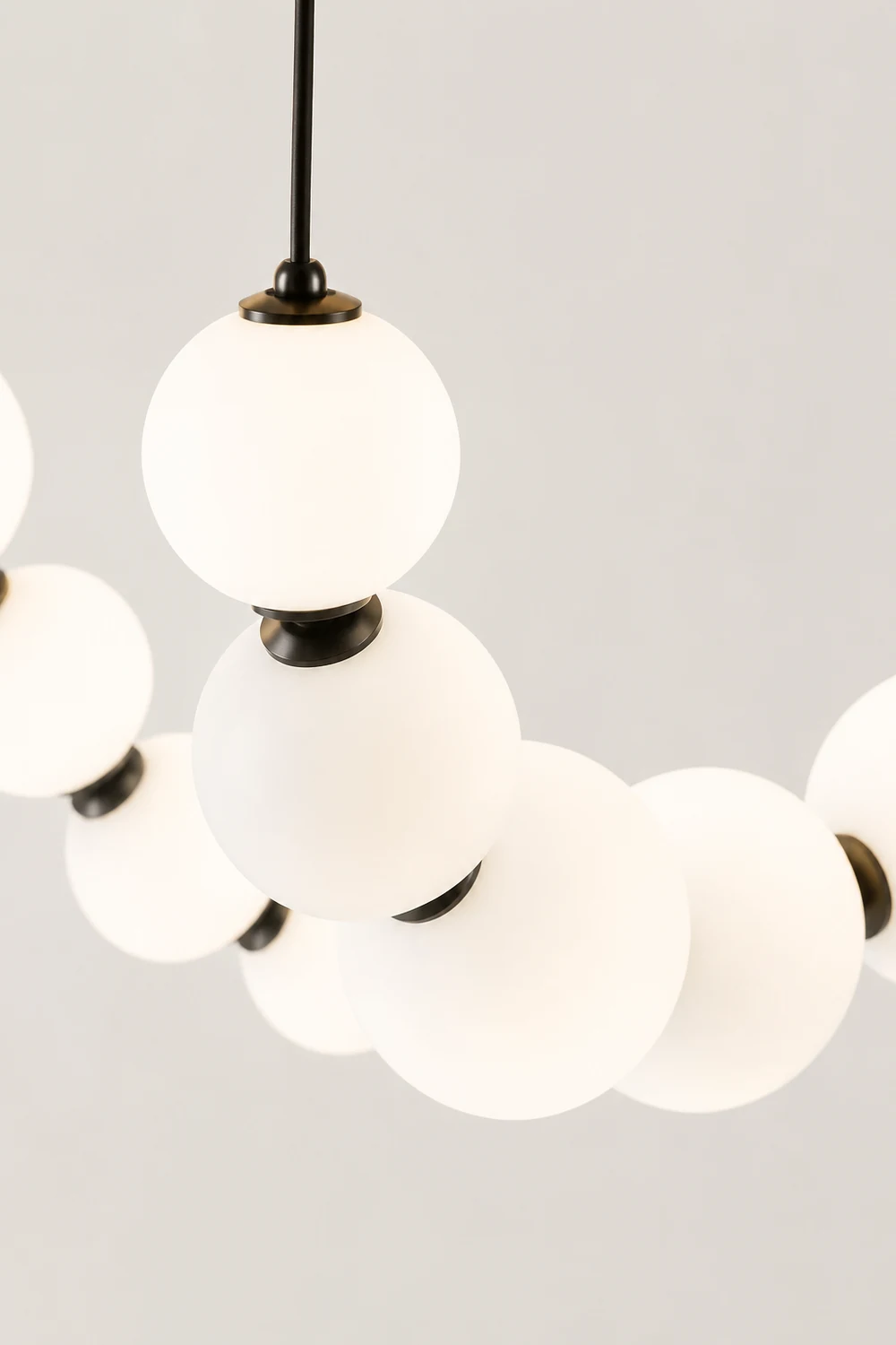 White Ball Bubble Brushed Copper Large Chandelier - Lumpaz