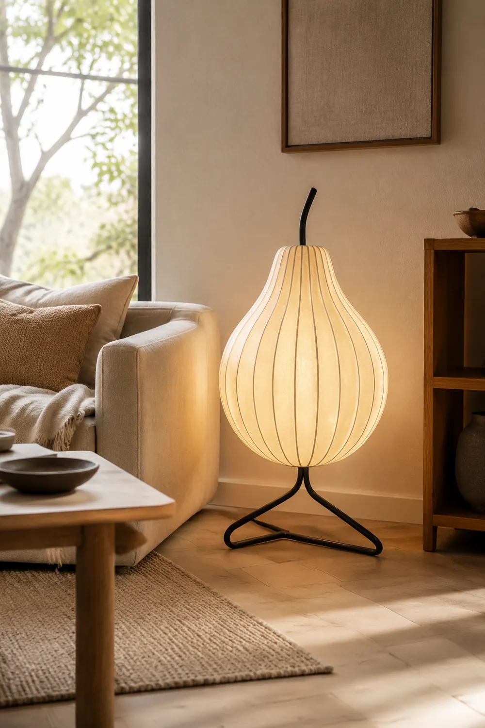 Pear Silk Floor Lamp For Living Room - Lumpaz