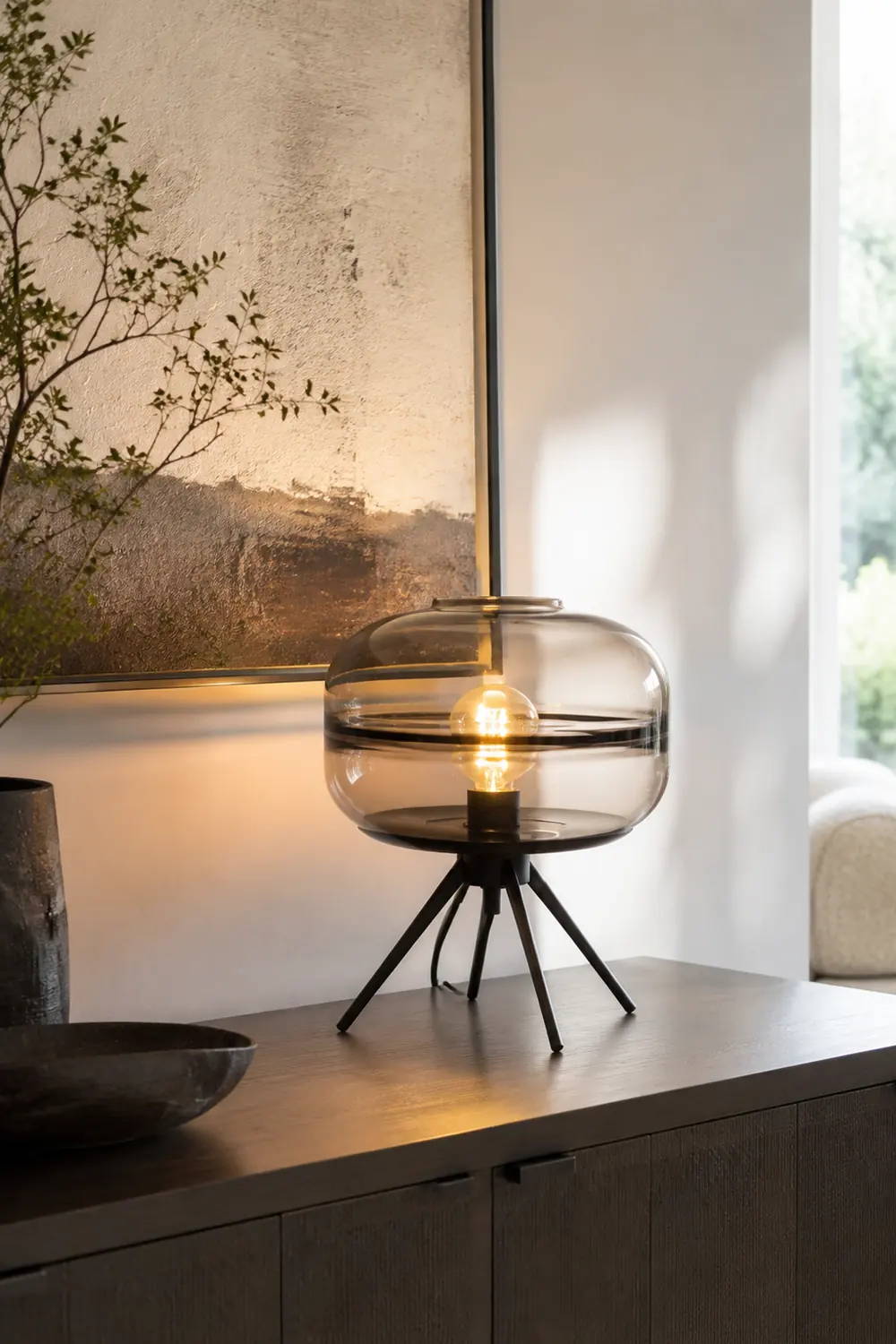 Modern Designer Glass Shade Table Lamp - Lumpaz