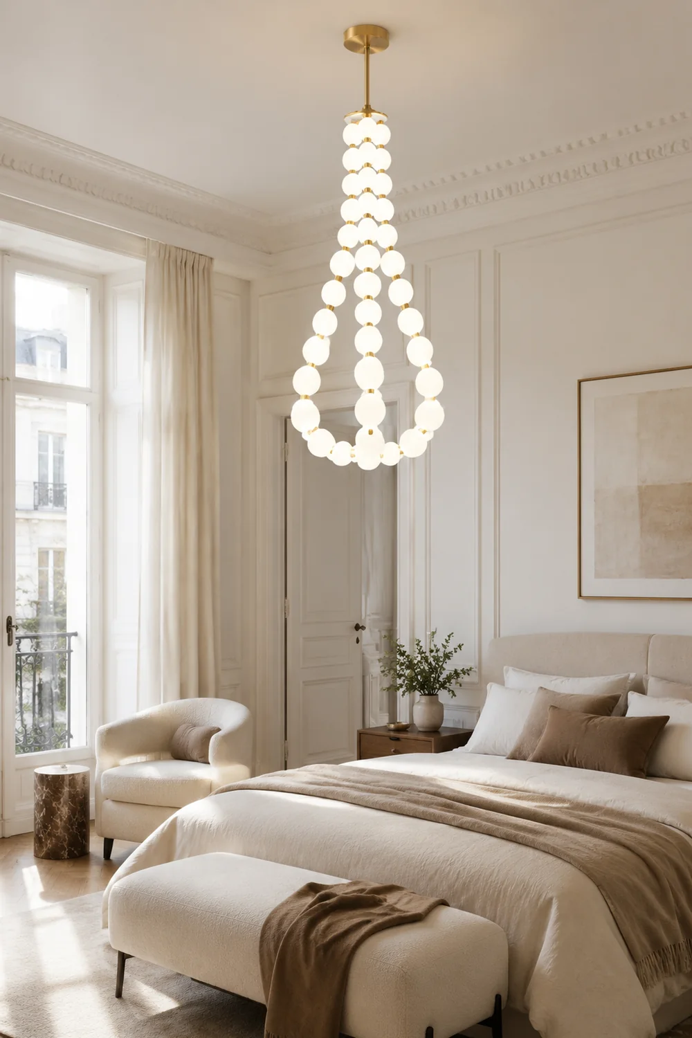 Art Deco White Bubble LED Chandelier For Staircase - Lumpaz