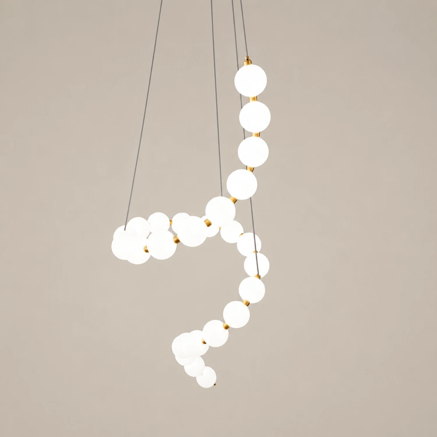 White LED Pearl Necklace Chandelier For Stair - Lumpaz