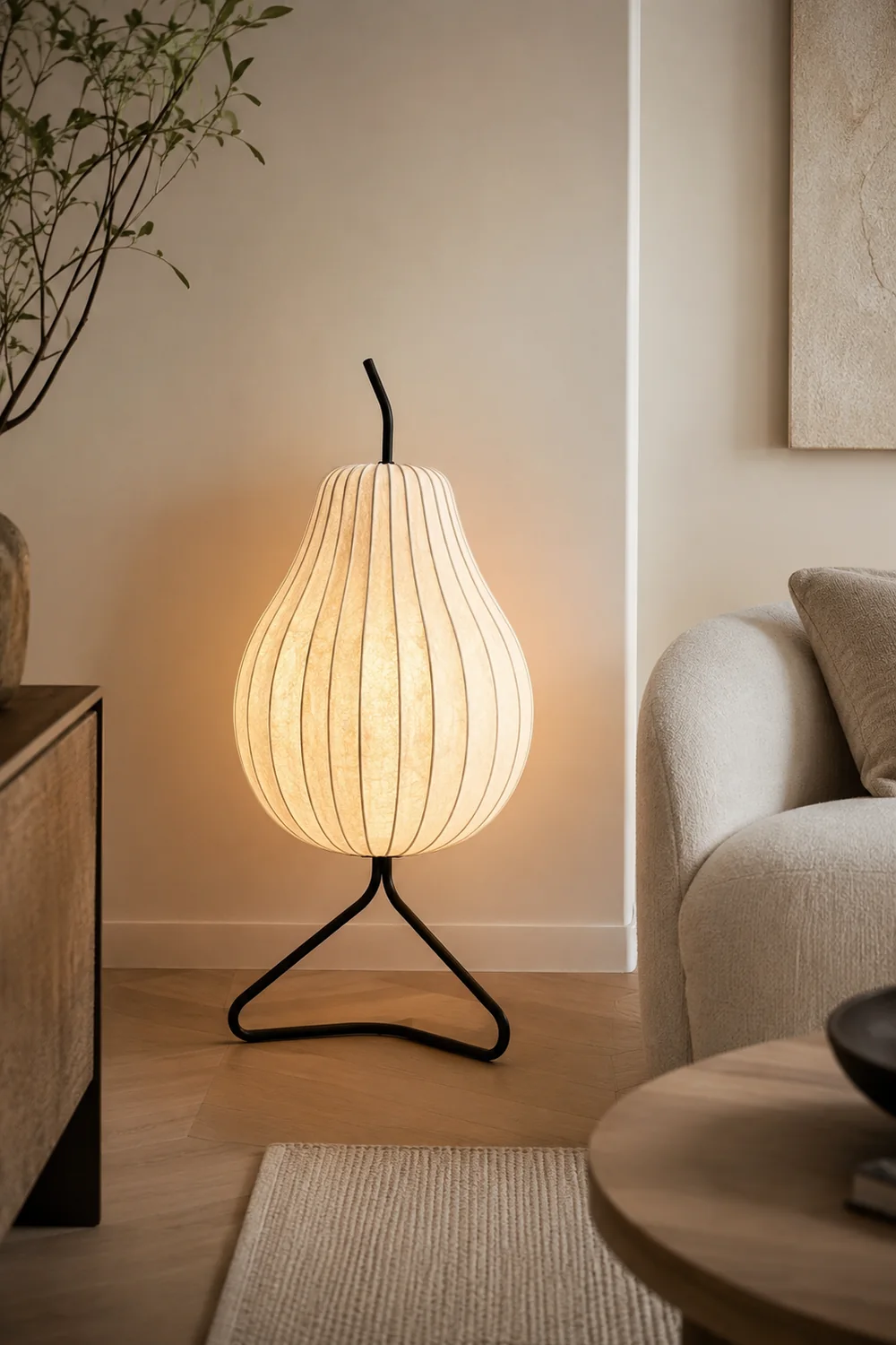 Pear Silk Floor Lamp For Living Room - Lumpaz