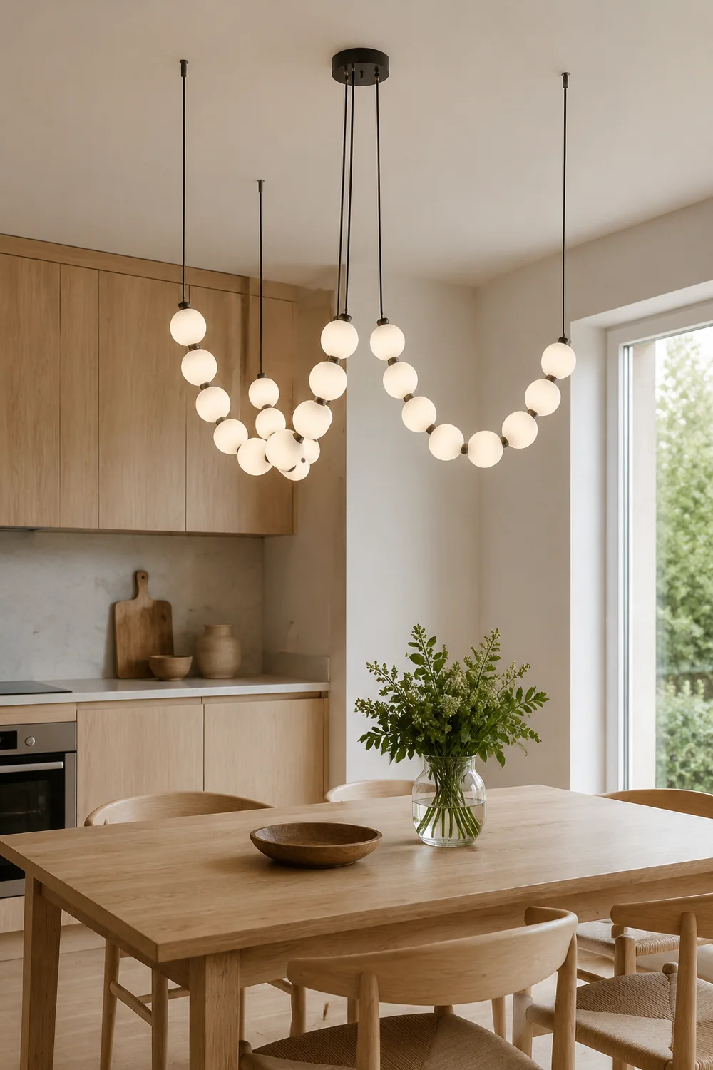 White Ball Bubble Brushed Copper Large Chandelier - Lumpaz