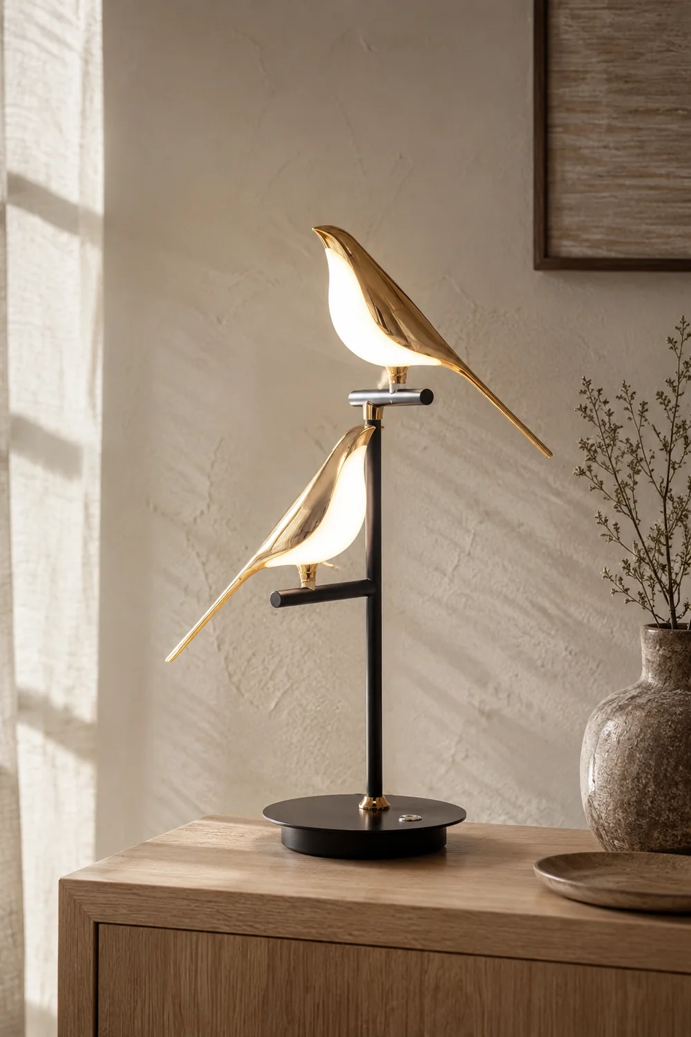 Golden Bird Table Lamp for Bedroom - Lumpaz