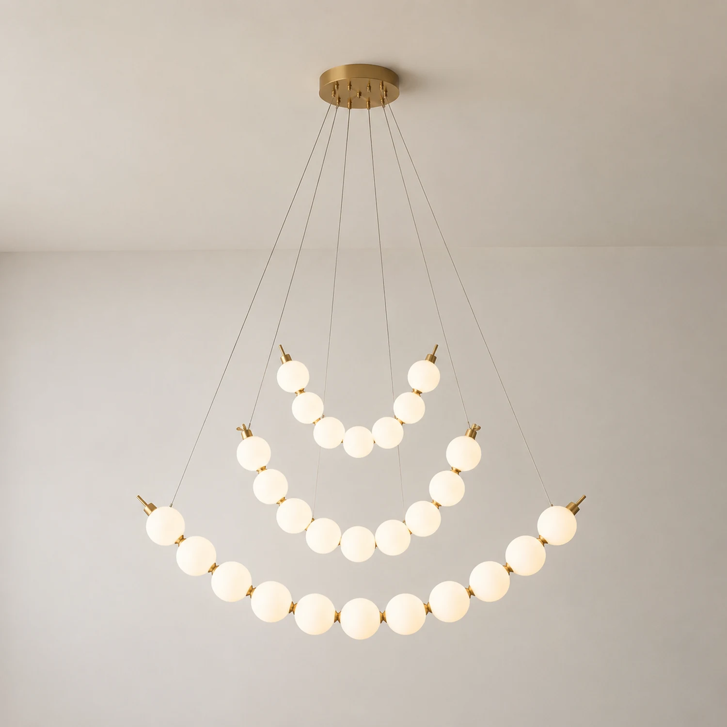 Unique Pearl Design White Ball LED Necklace Chandelier - Lumpaz