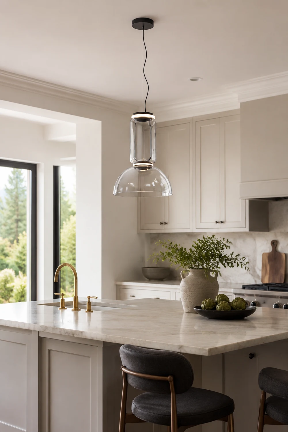 Hailie Glas Pendelleuchte, ∅40CM, L 53CM - Lumpaz