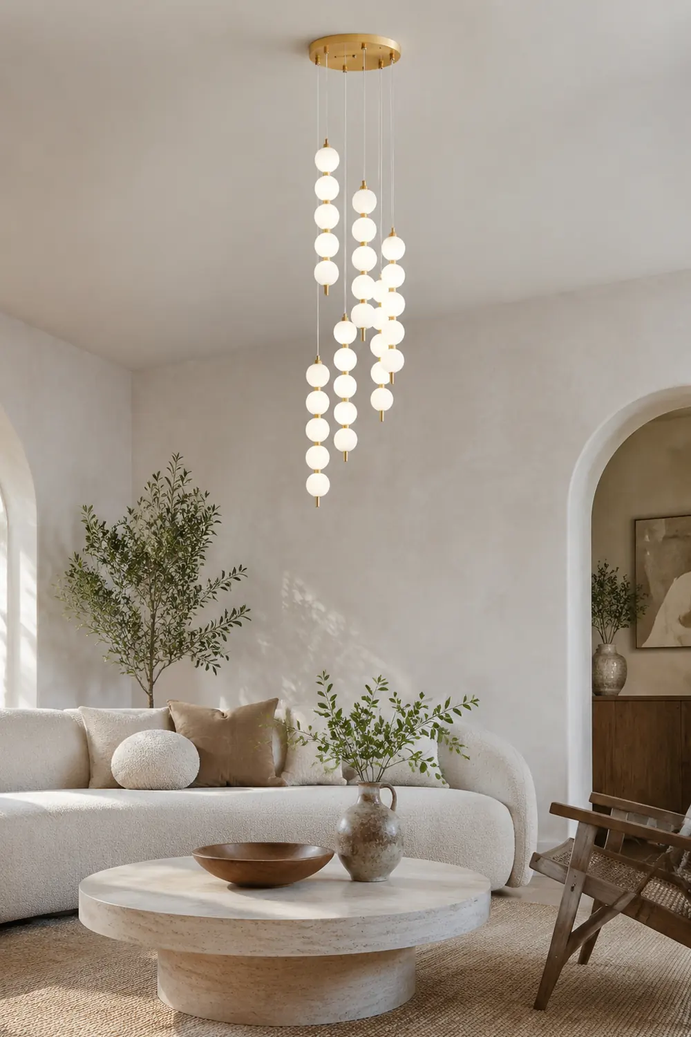 Contemporary LED White Ball Pendant Light - Lumpaz