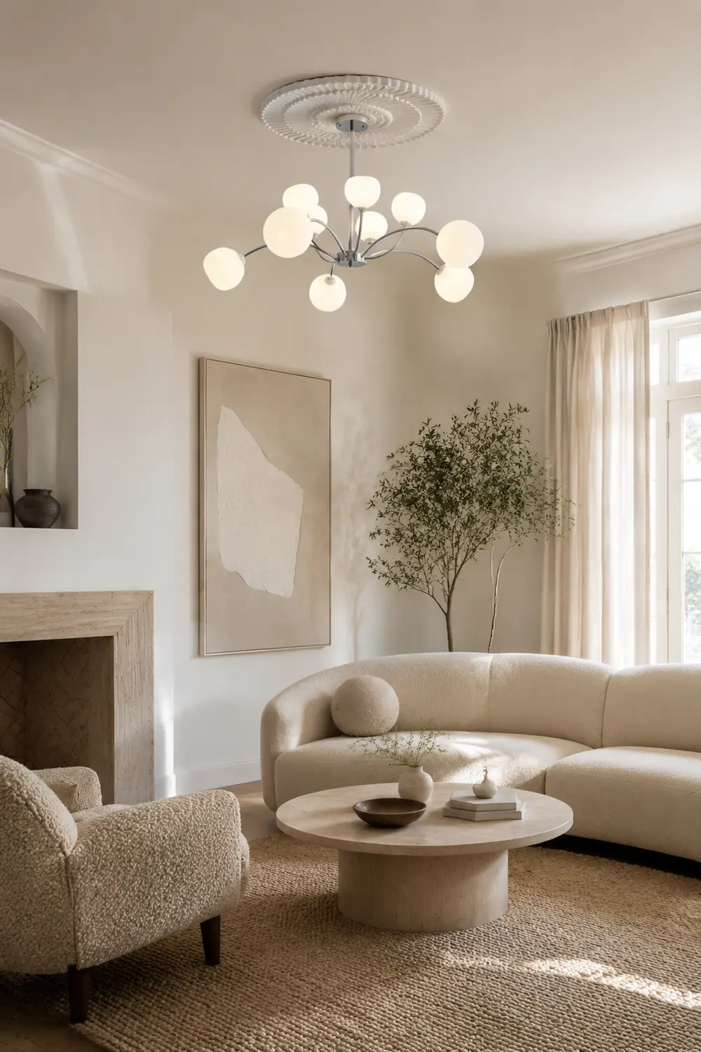 White Glass Globe Sputnik Shape Chandelier - Lumpaz