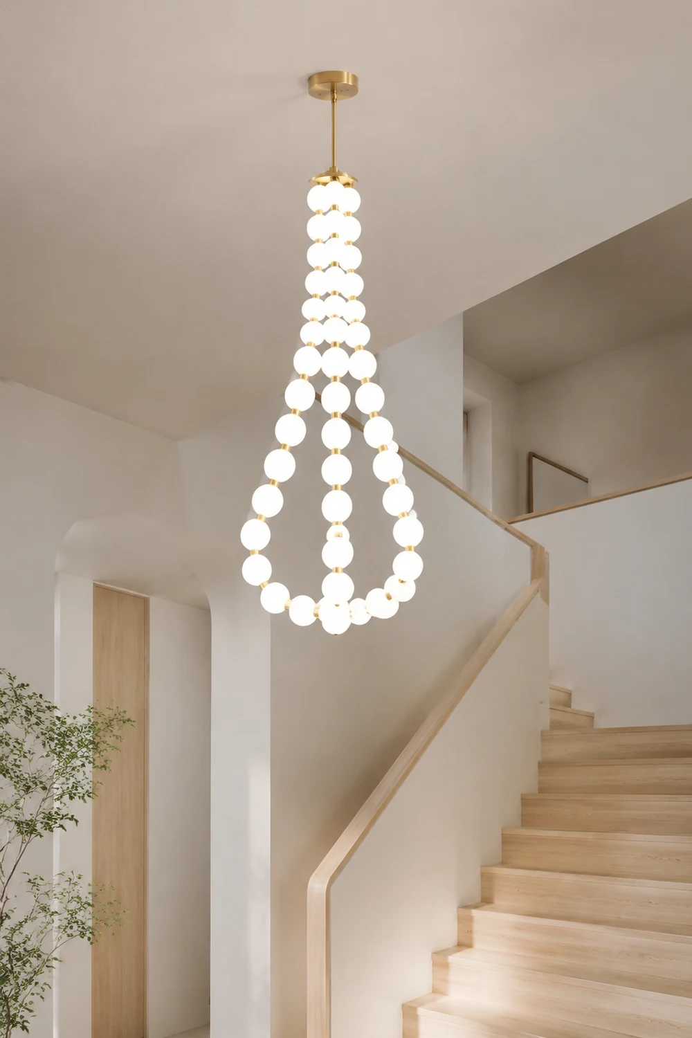 Art Deco White Bubble LED Chandelier For Staircase - Lumpaz