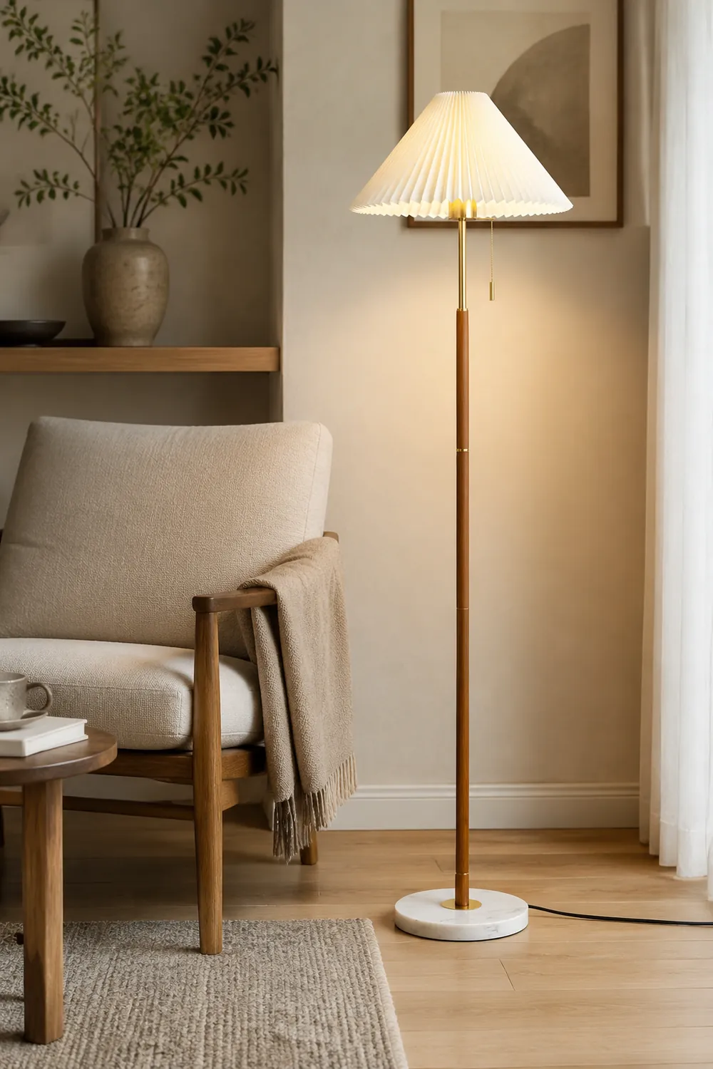 Vintage Pleated Metal Standing Lamp - Lumpaz