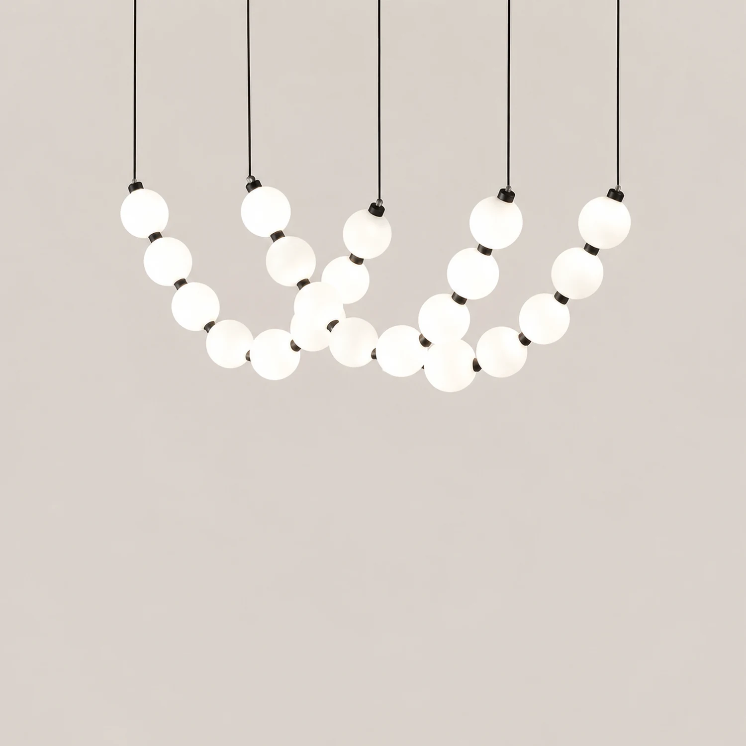 White Ball Bubble Brushed Copper Large Chandelier - Lumpaz