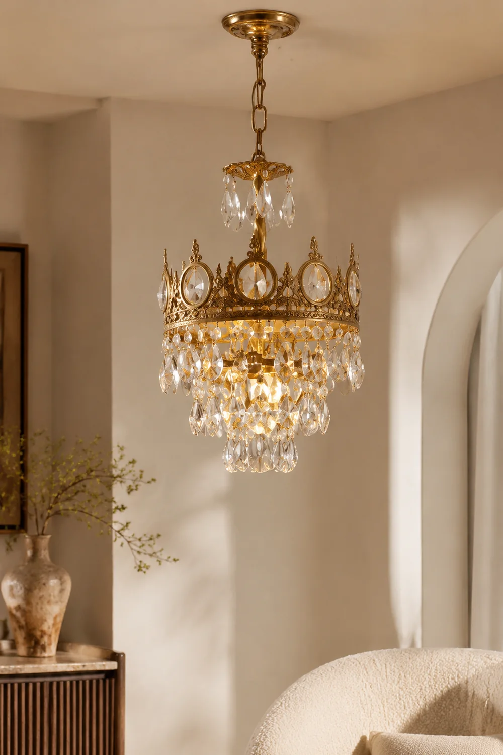 Retro French Gold Crystal Chandelier - Lumpaz