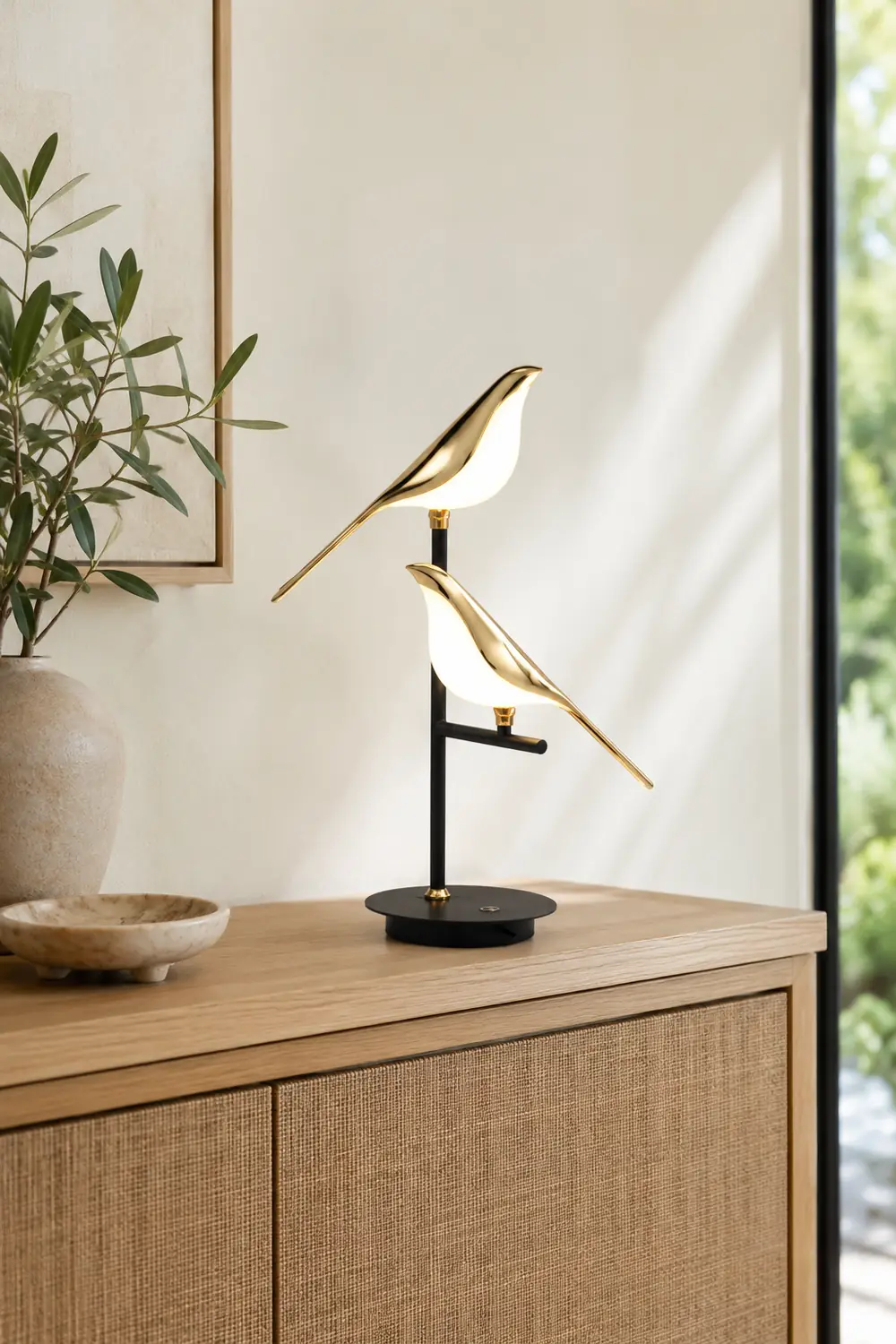 Golden Bird Table Lamp for Bedroom - Lumpaz