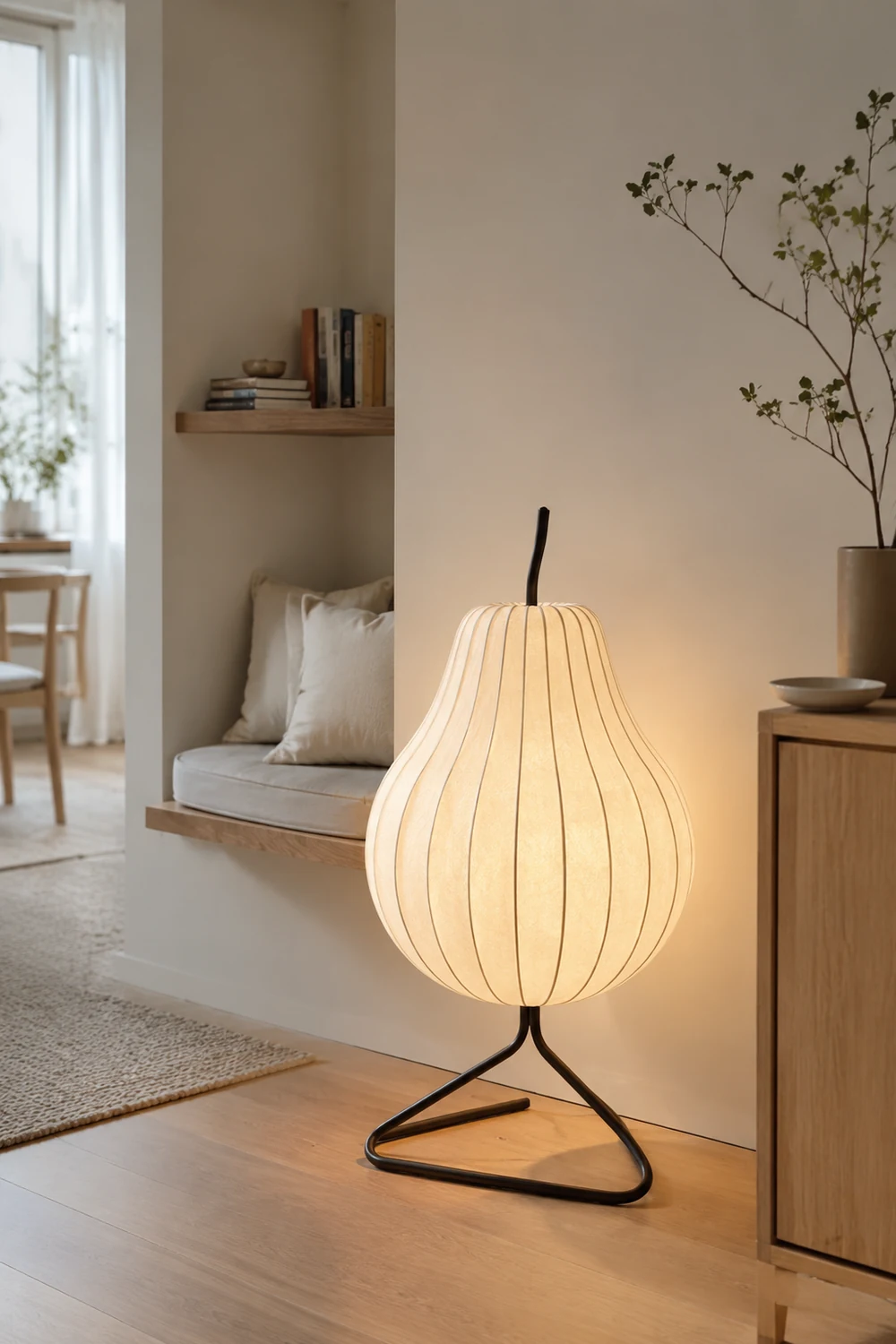 Pear Silk Floor Lamp For Living Room - Lumpaz