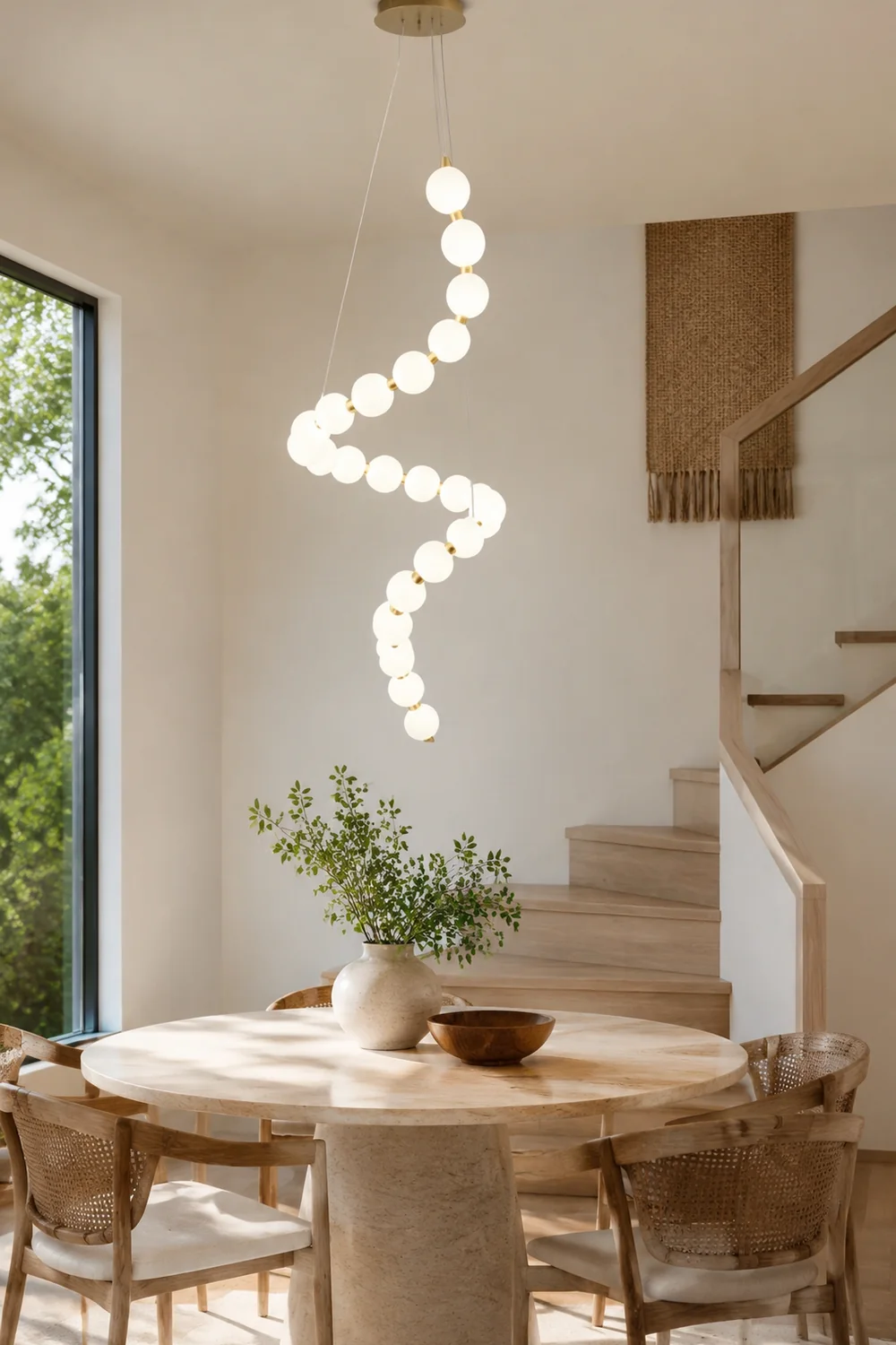 White LED Pearl Necklace Chandelier For Stair - Lumpaz