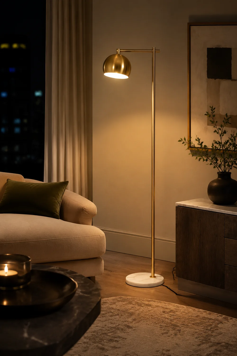 Modern Dome Metal Gold Floor Lamp - Lumpaz