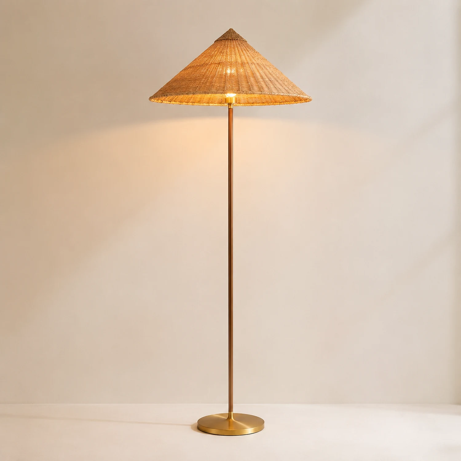 Vintage Rattan Tall Floor lamp For Reading - Lumpaz