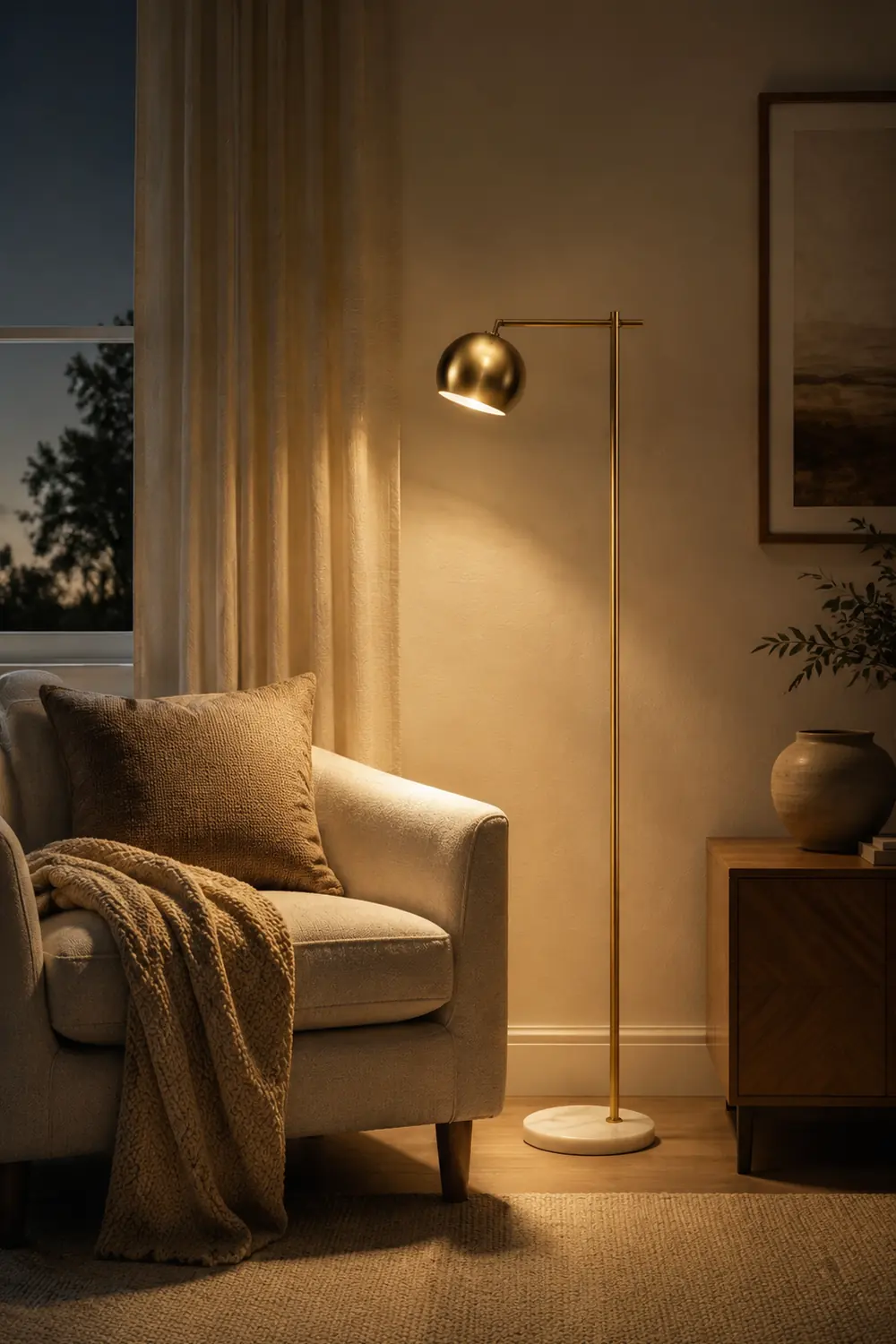 Modern Dome Metal Gold Floor Lamp - Lumpaz